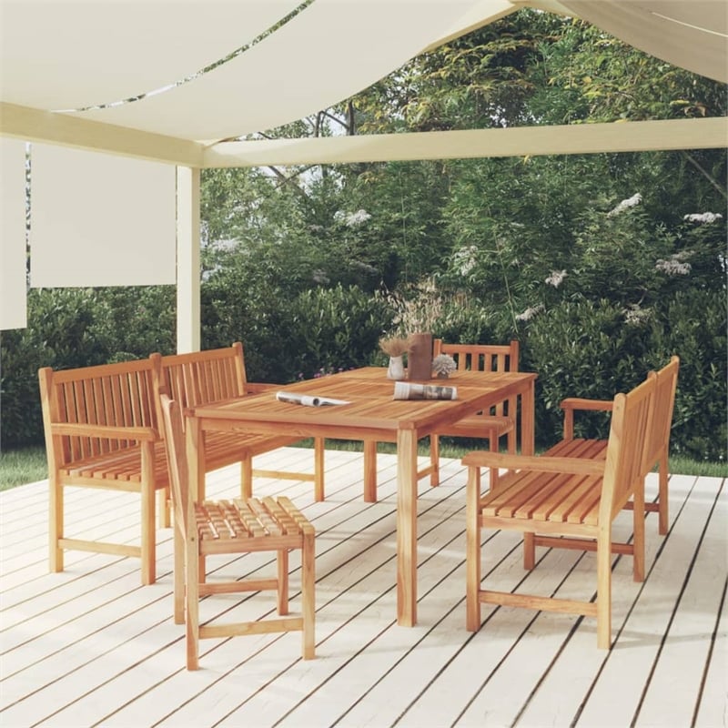 vidaXL Garden Dining Set Natural Teak/Brown
