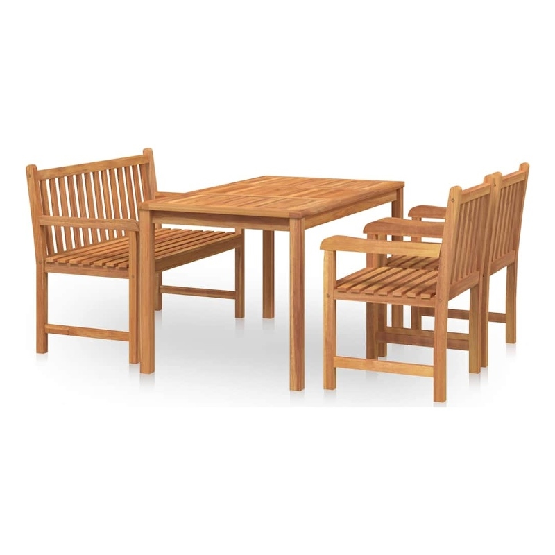 vidaXL Solid Teak Wood Medium Durable Garden Dining Set in Brown
