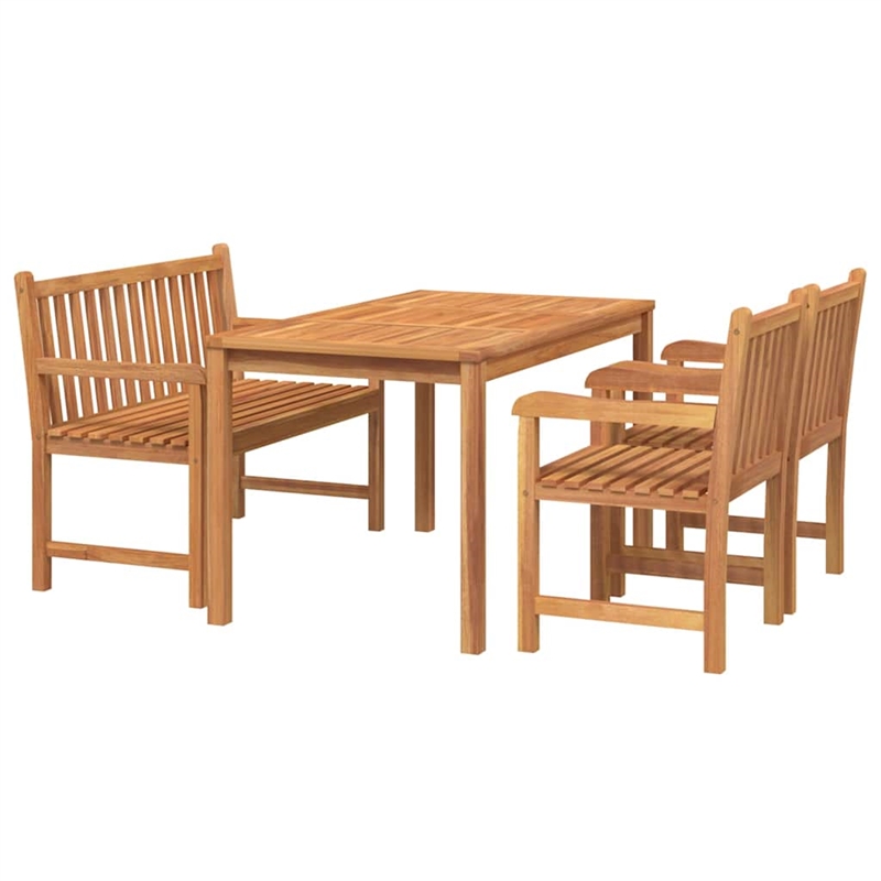 vidaXL Solid Teak Wood Medium Durable Garden Dining Set in Brown