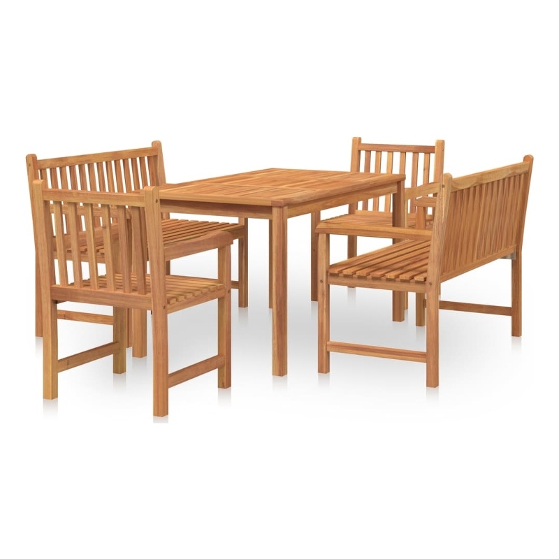 vidaXL Solid Teak Wood Medium Durable Garden Dining Set in Brown