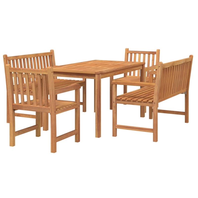 vidaXL Solid Teak Wood Medium Durable Garden Dining Set in Brown