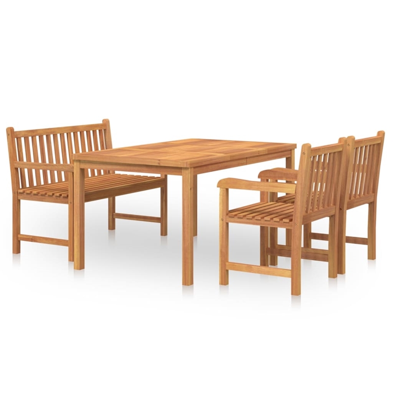 vidaXL Fine Sanded Teak Hardwood Medium Durable Garden Dining Set in Brown