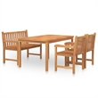 vidaXL Fine Sanded Teak Hardwood Medium Durable Garden Dining Set in Brown