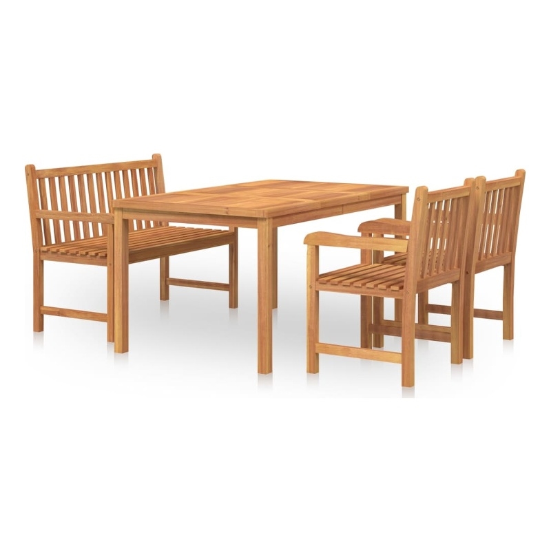 vidaXL Fine Sanded Teak Hardwood Medium Durable Garden Dining Set in Brown