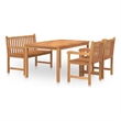 vidaXL Fine Sanded Teak Hardwood Medium Durable Garden Dining Set in Brown