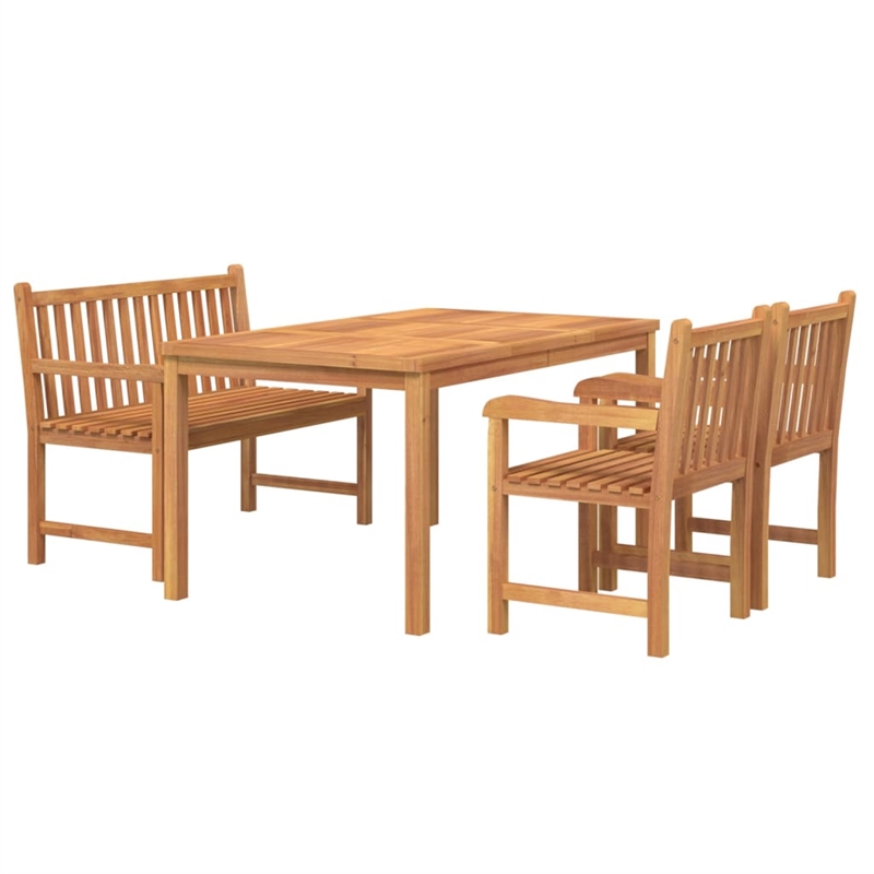 vidaXL Fine Sanded Teak Hardwood Medium Durable Garden Dining Set in Brown