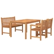 vidaXL Fine Sanded Teak Hardwood Medium Durable Garden Dining Set in Brown