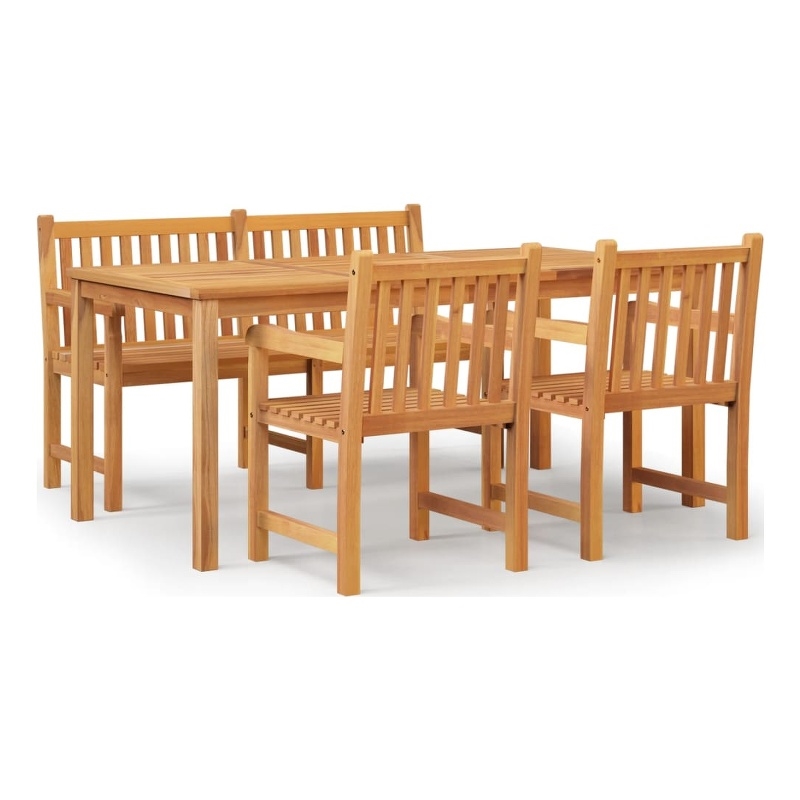 vidaXL Smooth Sanded Teak Hardwood Large Garden Dining Set Natural/Brown