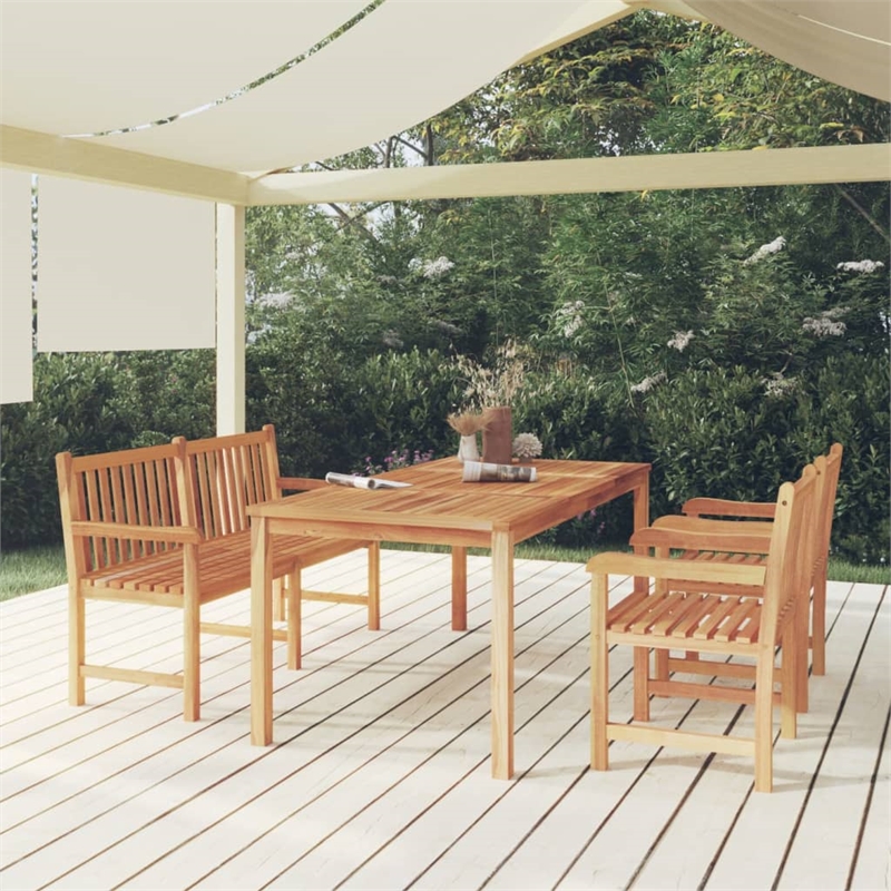 vidaXL Smooth Sanded Teak Hardwood Large Garden Dining Set Natural/Brown
