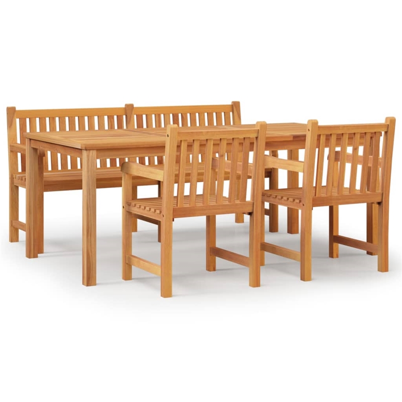 vidaXL Solid Teak Wood Large Garden Dining Set in Brown