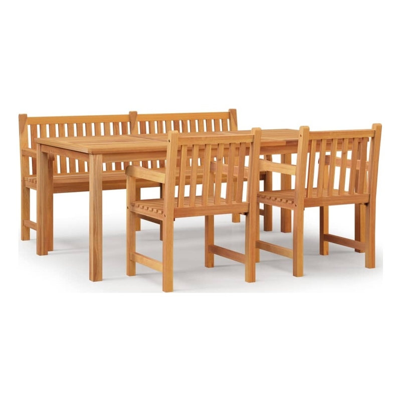 vidaXL Solid Teak Wood Large Garden Dining Set in Brown