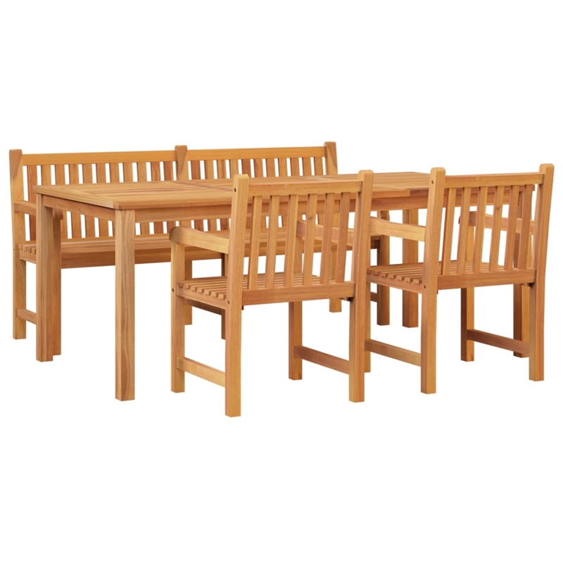 vidaXL Solid Teak Wood Large Garden Dining Set in Brown