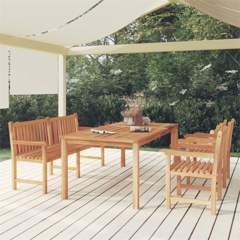 vidaXL Solid Teak Wood Large Garden Dining Set in Brown