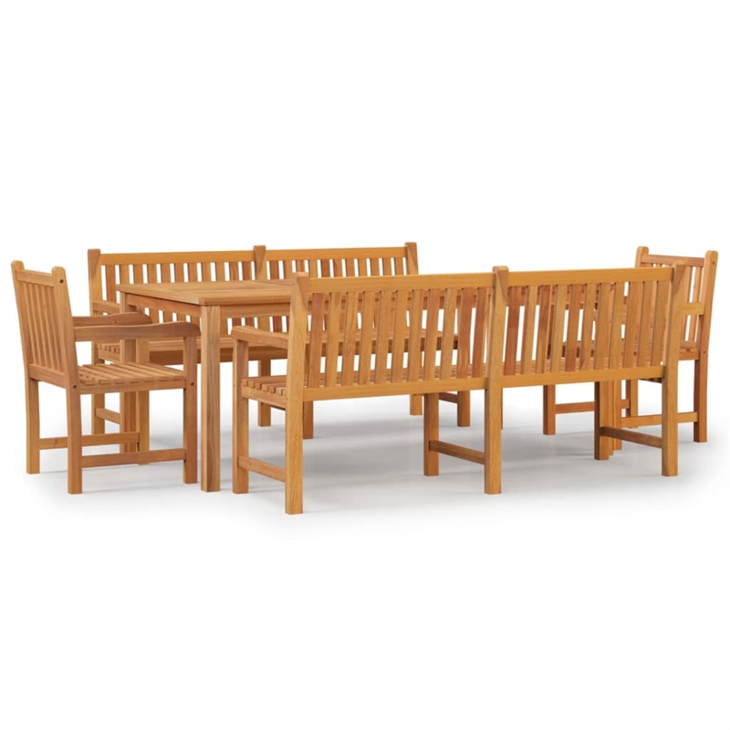 vidaXL Solid Teak Wood Large Durable Garden Dining Set in Brown
