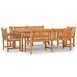 vidaXL Solid Teak Wood Large Durable Garden Dining Set in Brown