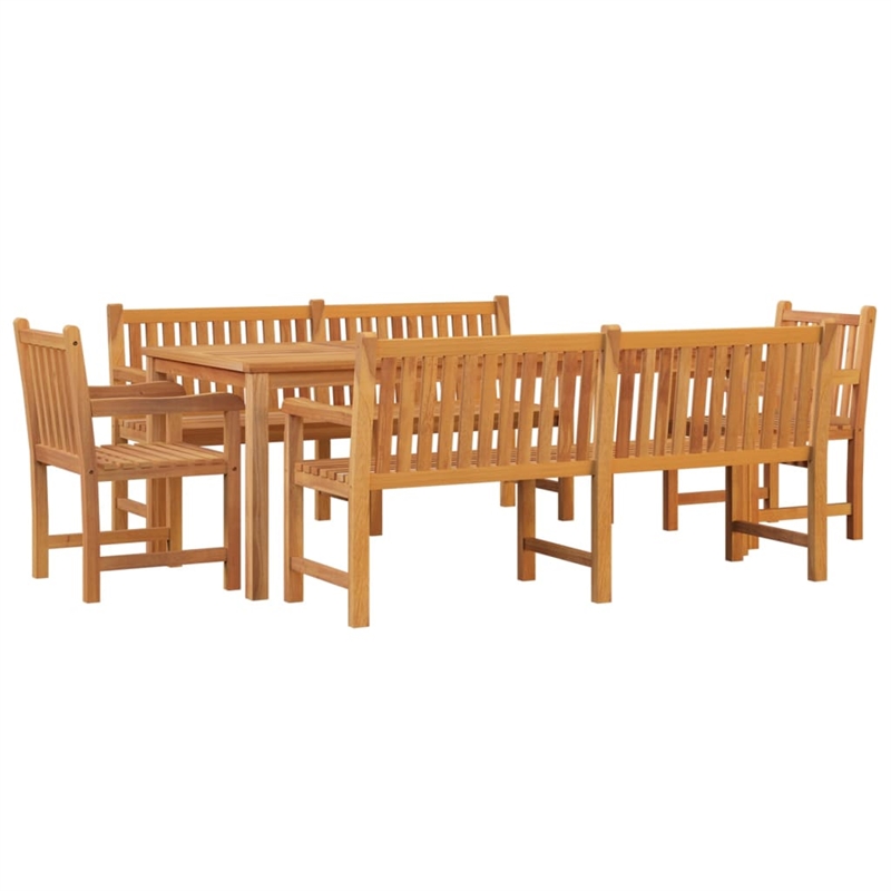 vidaXL Solid Teak Wood Large Durable Garden Dining Set in Brown