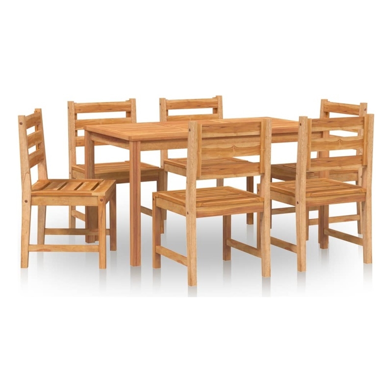 vidaXL Solid Teak Wood Medium Durable Garden Dining Set in Brown