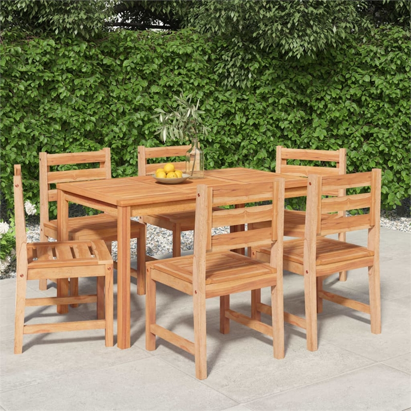vidaXL Solid Teak Wood Medium Durable Garden Dining Set in Brown