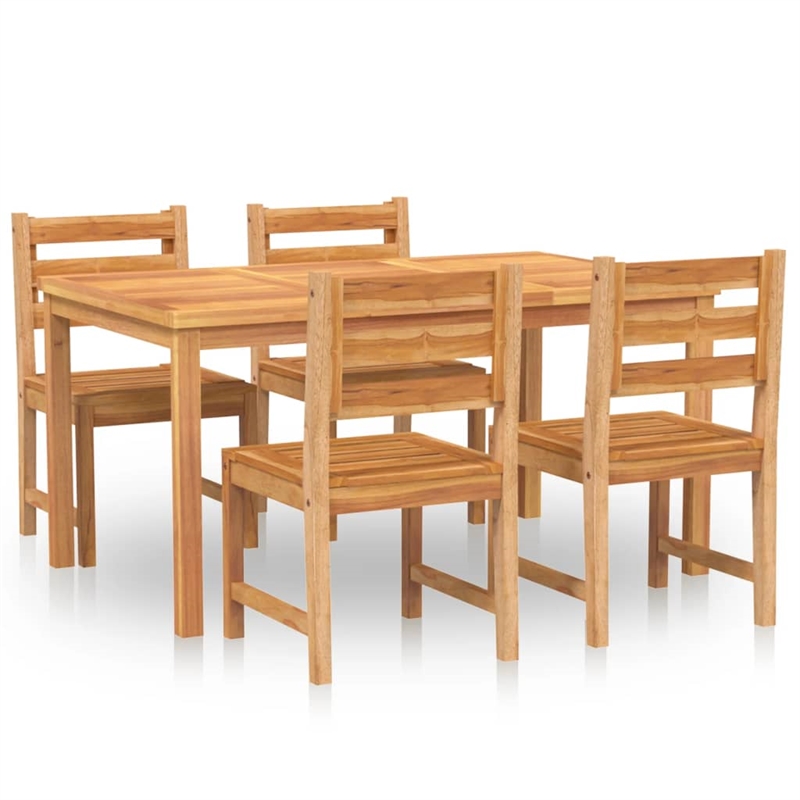 vidaXL Solid Teak Wood 5 Piece Durable Garden Dining Set in Brown