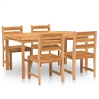 vidaXL Solid Teak Wood 5 Piece Durable Garden Dining Set in Brown