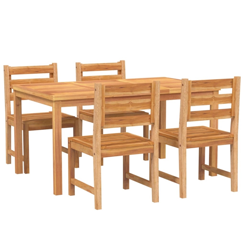 vidaXL Solid Teak Wood 5 Piece Durable Garden Dining Set in Brown