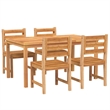 vidaXL Solid Teak Wood 5 Piece Durable Garden Dining Set in Brown
