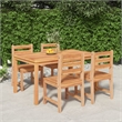 vidaXL Solid Teak Wood 5 Piece Durable Garden Dining Set in Brown
