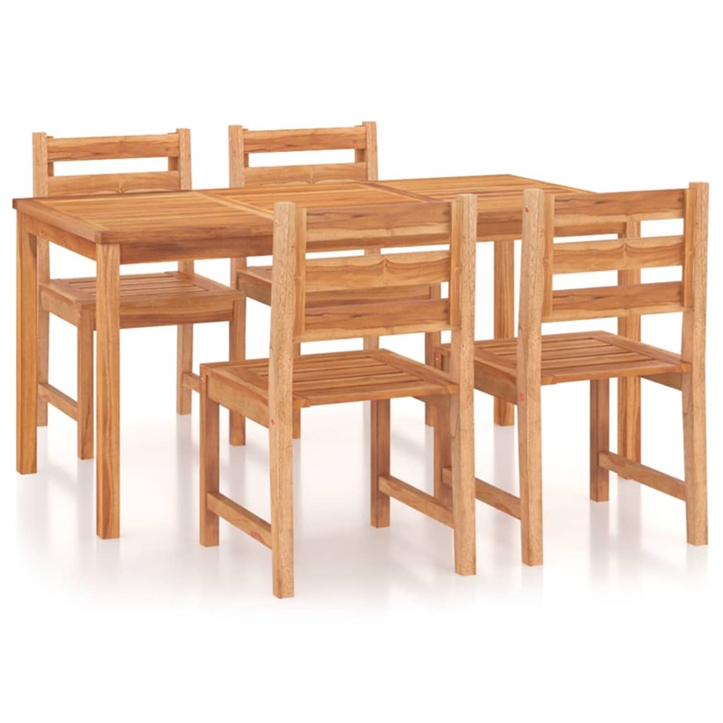 vidaXL Solid Teak Wood Standard Durable Garden Dining Set in Natural/Brown