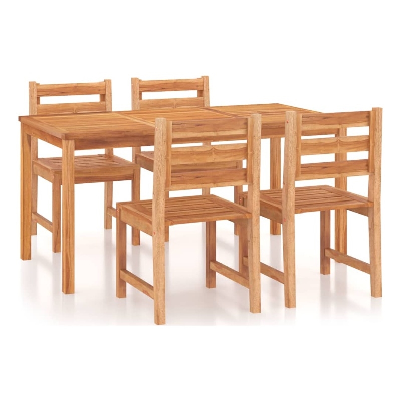 vidaXL Solid Teak Wood Standard Durable Garden Dining Set in Natural/Brown