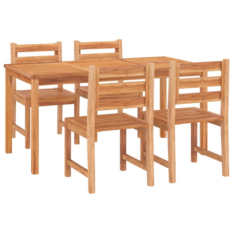 vidaXL Solid Teak Wood Standard Durable Garden Dining Set in Natural/Brown