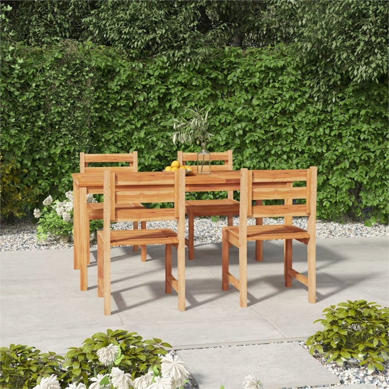 vidaXL Solid Teak Wood Standard Durable Garden Dining Set in Natural/Brown