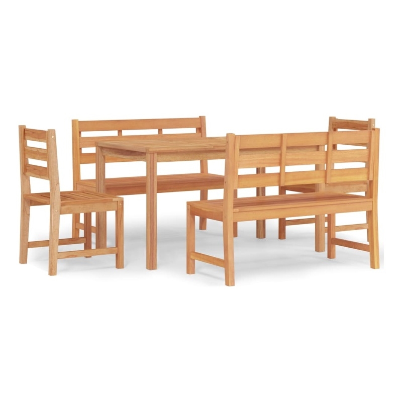 vidaXL Solid Teak Wood Large Durable Garden Dining Set in Brown