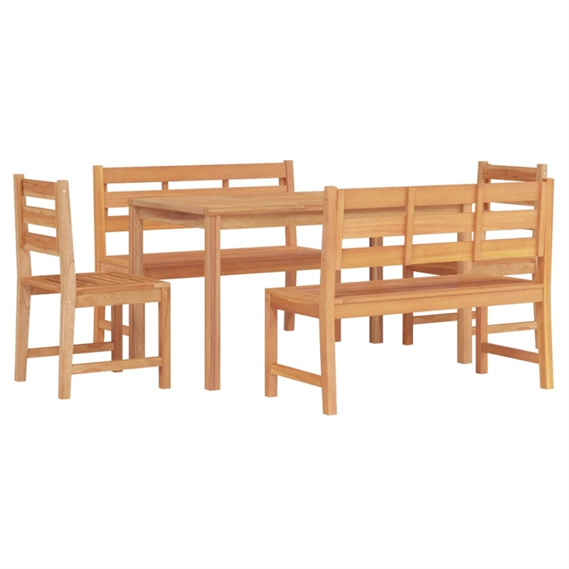 vidaXL Solid Teak Wood Large Durable Garden Dining Set in Brown