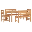 vidaXL Solid Teak Wood 5 Piece Durable Garden Dining Set in Brown
