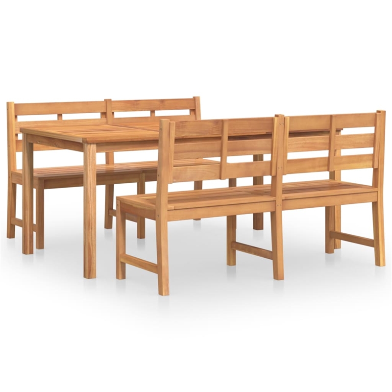 vidaXL Solid Teak Wood Standard Durable Garden Dining Set in Natural/Brown