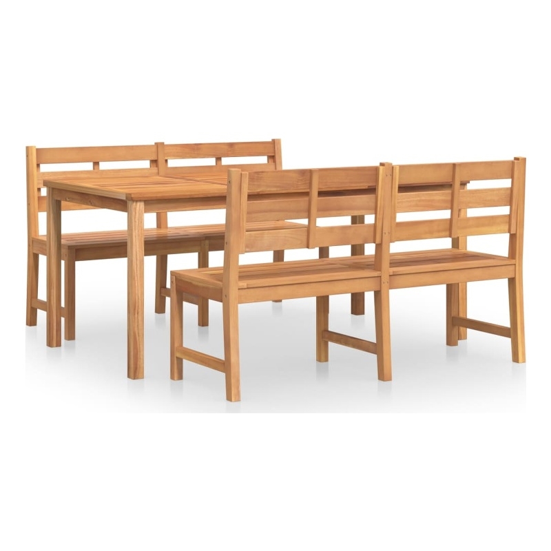vidaXL Solid Teak Wood Standard Durable Garden Dining Set in Natural/Brown