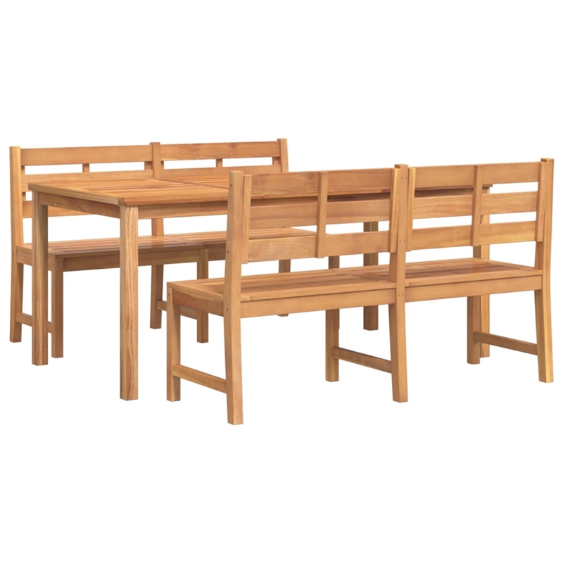 vidaXL Solid Teak Wood Standard Durable Garden Dining Set in Natural/Brown