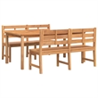 vidaXL Solid Teak Wood Standard Durable Garden Dining Set in Natural/Brown