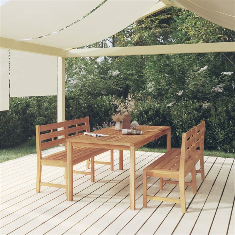 vidaXL Solid Teak Wood Standard Durable Garden Dining Set in Natural/Brown