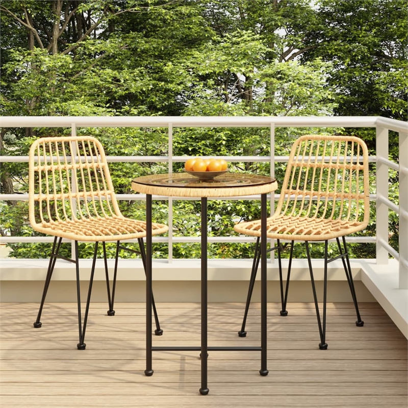 vidaXL Steel Garden Dining Set Round Modern Garden Dining Set in Black