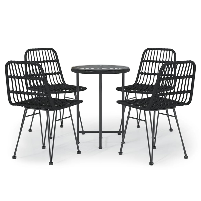 vidaXL Steel & Tempered Glass Garden Dining Set in Black