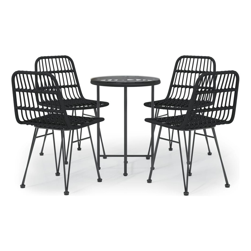 vidaXL Steel & Tempered Glass Garden Dining Set in Black