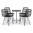 vidaXL Steel & Tempered Glass Garden Dining Set in Black