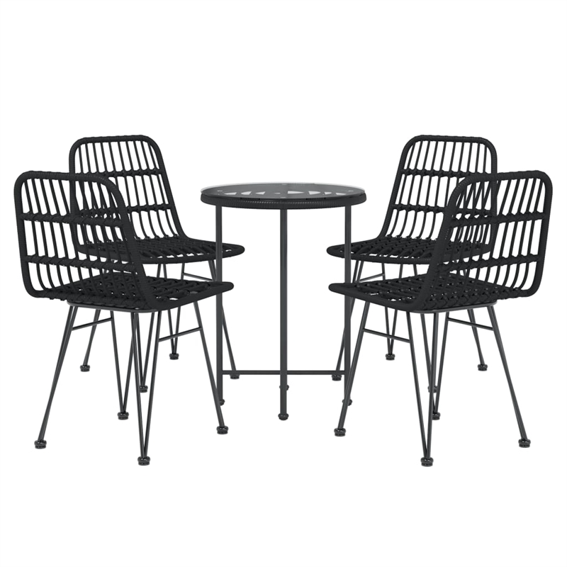 vidaXL Steel & Tempered Glass Garden Dining Set in Black