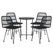 vidaXL Steel & Tempered Glass Garden Dining Set in Black