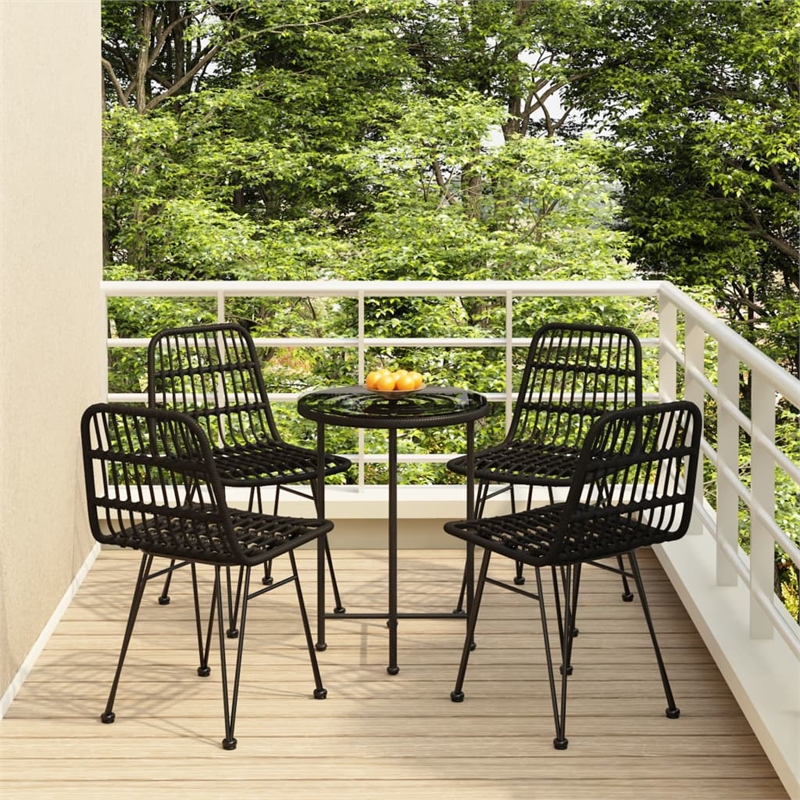 vidaXL Steel & Tempered Glass Garden Dining Set in Black