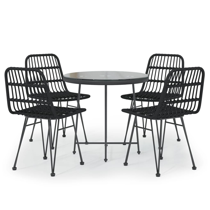 vidaXL Steel Medium Durable Garden Dining Set in Black