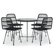 vidaXL Steel Medium Durable Garden Dining Set in Black