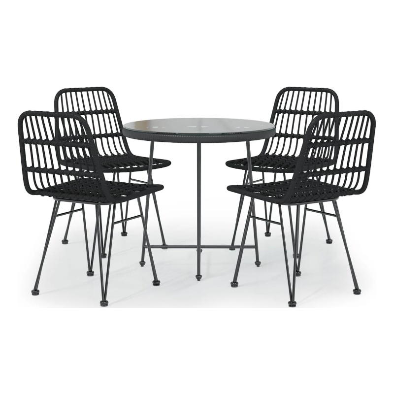 vidaXL Steel Medium Durable Garden Dining Set in Black