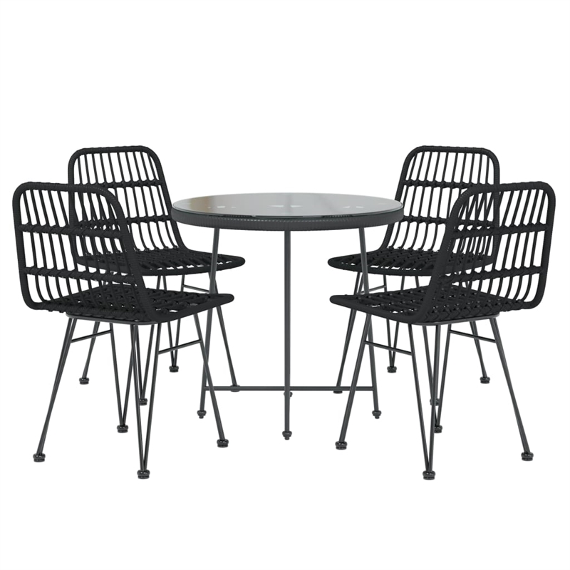 vidaXL Steel Medium Durable Garden Dining Set in Black